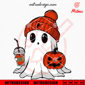 Baltimore Orioles Ghost Beanie Hat SVG, Orioles Baseball Halloween SVG, Files