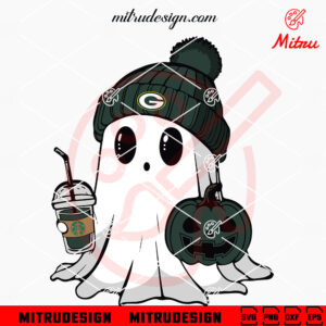 Green Bay Packers Ghost Beanie Hat SVG, Packers Football Halloween SVG, PNG, Cricut