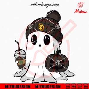 San Diego Padres Ghost Beanie Hat SVG, Padres Baseball Halloween SVG, PNG