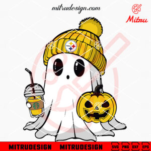 Pittsburgh Steelers Ghost Beanie Hat SVG, Steelers Football Halloween SVG, Digital Download