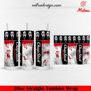 Ghostface Scream Chapstick 20oz Skinny Tumbler Wrap PNG, Sublimation