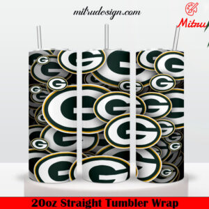 Green Bay Packers Stickers 20oz Skinny Tumbler Wrap PNG, Designs