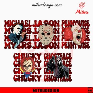 Halloween Movie Killers Bundle PNG, Michael, Jason, Pennywise, Chucky PNG