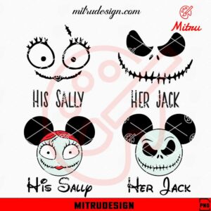 Her Jack His Sally SVG, Nightmare Before Christmas Couple SVG, For Shirts