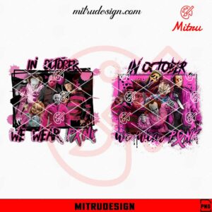 Horror In October We Wear Pink PNG, Breast Cancer Awareness Halloween PNG, Designs