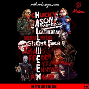 Horror Killers Name Halloween PNG, Chucky, Jason, Leatherface PNG, Designs