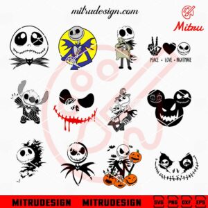 Jack Skellington Nightmare Before Christmas Bundle SVG, PNG, DXF, EPS, Files