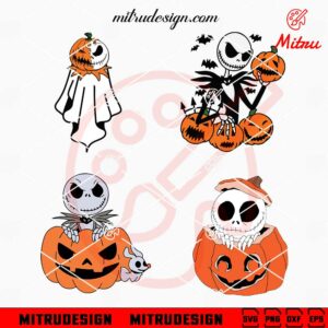 Jack Skellington Pumpkin Bundle SVG, Jack Nightmare Before Christmas SVG, Cricut