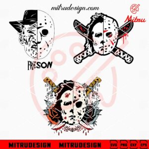 Jason Voorhees And Michael Myers Face Bundle SVG, Killer SVG, Halloween Movie SVG