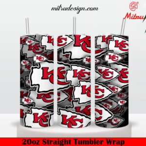 Kansas City Chiefs Stickers 20oz Skinny Tumbler Wrap PNG, Instant Download