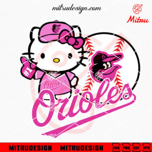 Pink Hello Kitty Orioles Baseball SVG, PNG, DXF, EPS, For Cricut