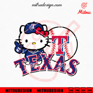 Hello Kitty Texas Rangers Baseball SVG, Cute Texas Team SVG, PNG, DXF, EPS