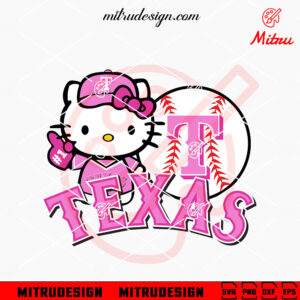 Pink Hello Kitty Rangers Baseball SVG, Kitty Texas Baseball SVG, Cutting Files