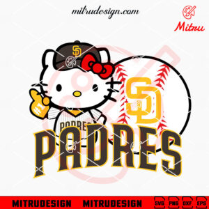 Hello Kitty San Diego Padres Baseball SVG, Cute Padres Team SVG, PNG, Design