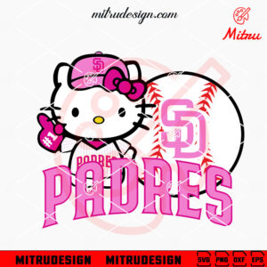 Pink Hello Kitty Padres Baseball SVG, PNG, Digital Download