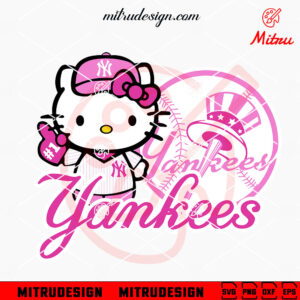 Pink Hello Kitty Yankees Baseball SVG, Yankees Girl SVG, PNG, DXF, EPS, Cricut