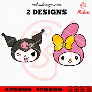 Kuromi And My Melody Head SVG, Sanrio SVG, Hello Kitty Friend SVG, PNG, DXF, EPS