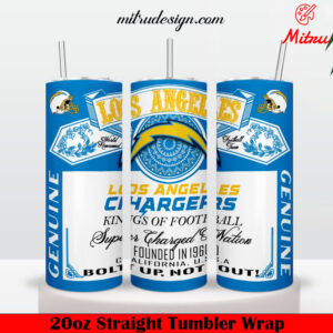 Los Angeles Chargers King Of Football Budweiser 20oz Skinny Tumbler Wrap PNG