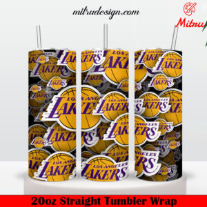 Los Angeles Lakers Stickers 20oz Skinny Tumbler Wrap PNG, Templates