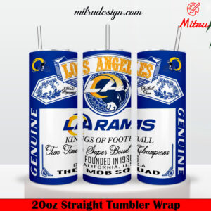 Los Angeles Rams King Of Football Budweiser 20oz Skinny Tumbler Wrap PNG, Instant Download