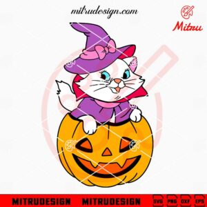 Marie Cat Halloween Pumpkin SVG, Cute Cat Spooky SVG, PNG, DXF, EPS, Files