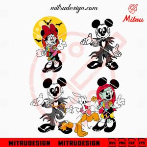 Mickey Minnie Jack And Sally SVG, Cute Disney Nightmare Before Christmas SVG