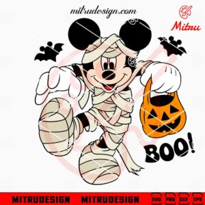 Mickey Mummy Boo SVG, Disney Mouse Halloween SVG, PNG, DXF, EPS, Cut Files