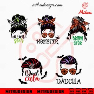 Momster SVG, Dadcula SVG, Halloween Family SVG, PNG, DXF, EPS, Cricut