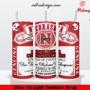 Nebraska Cornhuskers King Of Football Budweiser 20oz Skinny Tumbler Wrap PNG, Designs