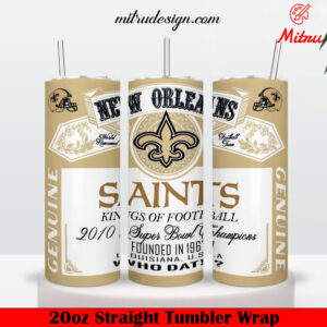 New Orleans Saints King Of Football Budweiser 20oz Skinny Tumbler Wrap PNG, Sublimation File