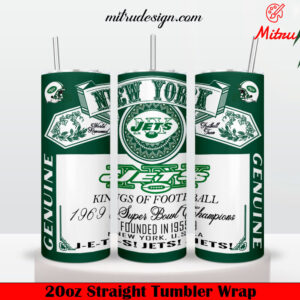 New York Jets King Of Football Budweiser 20oz Skinny Tumbler Wrap PNG, Template