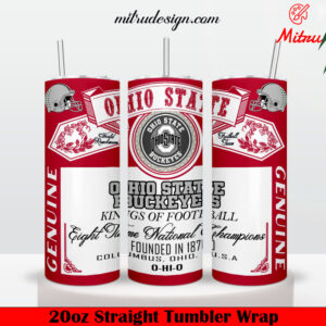 Ohio State Buckeyes King Of Football Budweiser 20oz Skinny Tumbler Wrap PNG, File