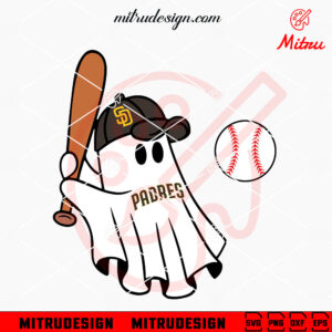 San Diego Padres Baseball Ghost SVG, Padres Halloween SVG, PNG, DXF, EPS, Designs