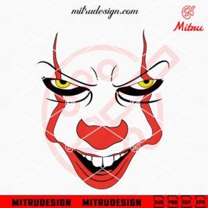 Pennywise Face SVG, Horror Clown SVG, IT Movie Halloween SVG, PNG, DXF, EPS, Shirts