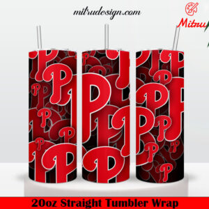 Philadelphia Phillies Stickers 20oz Skinny Tumbler Wrap PNG, Digital Download Files