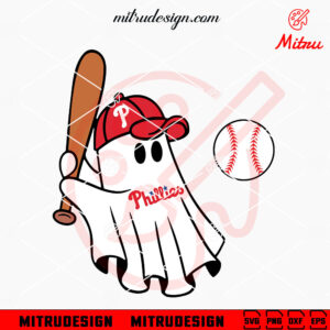 Philadelphia Phillies Baseball Ghost SVG, Phillies Halloween SVG, PNG, DXF, EPS, Vector