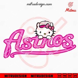 Pink Hello Kitty Astros Peeking SVG, Houston Astros Funny SVG, PNG, DXF, EPS, For Shirt