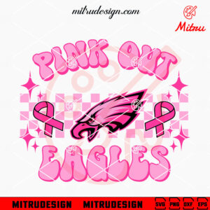 Philadelphia Eagles Pink Out Breast Cancer SVG, Eagles Football Pink Ribbon SVG, Cricut