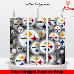 Pittsburgh Steelers Stickers 20oz Skinny Tumbler Wrap PNG, Digital Download