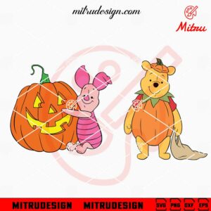 Pooh And Piglet Pumpkin Halloween SVG, PNG, DXF, EPS, Instant Download