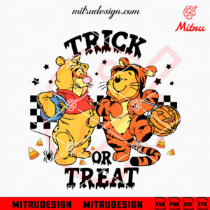 Pooh And Tigger Trick Or Treat SVG, Pooh Cartoon Halloween SVG, PNG, Cut Files