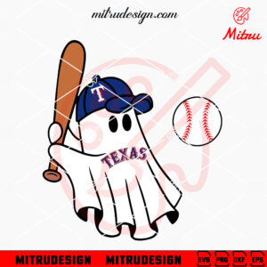 Texas Rangers Baseball Ghost SVG, Rangers Halloween SVG, PNG, DXF, EPS, Digital Download