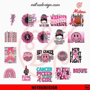 Retro Breast Cancer Awareness Bundle PNG, Cancer Warrior PNG, October Pink PNG