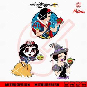 Snow White Halloween SVG, Sugar Skull SVG, Princess Witch SVG, PNG, DXF, EPS