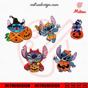 Stitch Pumpkin SVG, Halloween Cartoon SVG, PNG, DXF, EPS, Shirts