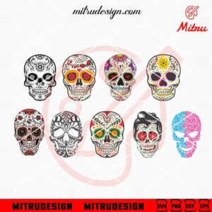 Sugar Skull Bundle SVG, Day Of The Dead SVG, Dia De Los Muertos SVG, Calavera SVG