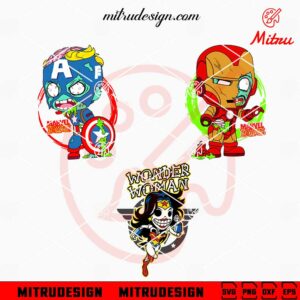 Superheroes Zombie SVG, Captain America, Iron Man, Wonder Woman Halloween SVG