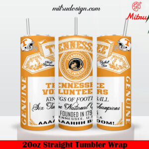 Tennessee Volunteers King Of Football Budweiser 20oz Skinny Tumbler Wrap PNG, Instant Download