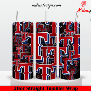 Texas Rangers Stickers 20oz Skinny Tumbler Wrap PNG, Wrap Templates