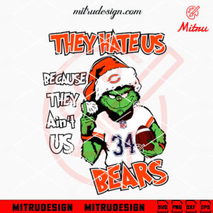 Grinch They Hate Us Because They Ain't Us Bears SVG, Grinch Chicago Bears Christmas SVG